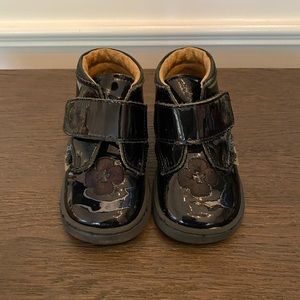 Minibel black flower print boots